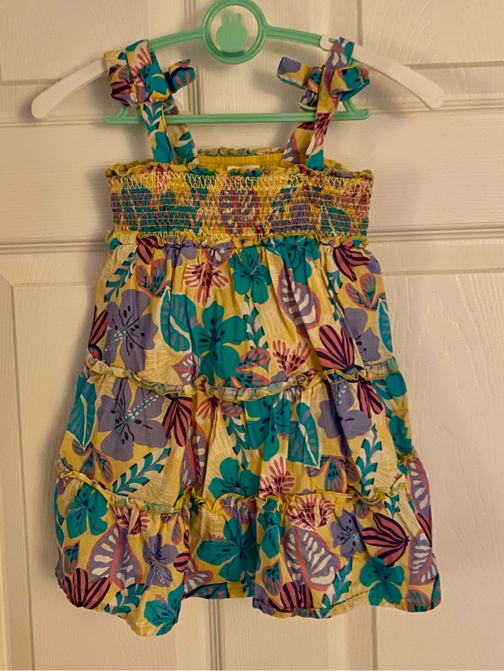 Cat & Jack Yellow Tropical Floral Smocked Sundress